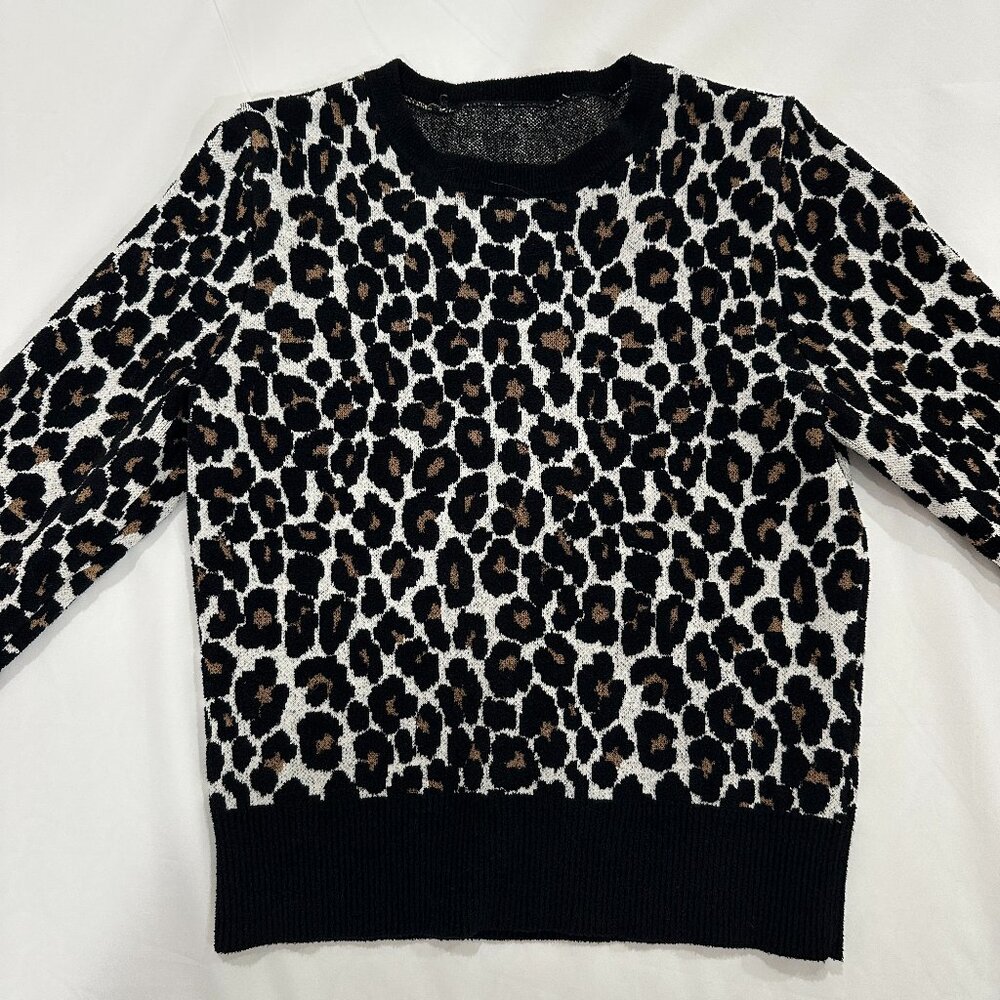 Michael Kors Cheetah Leopard Print Crewneck Sweater